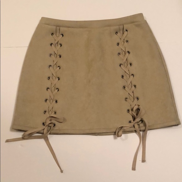 Honey Punch Dresses & Skirts - Honey Punch Tan suede skirt